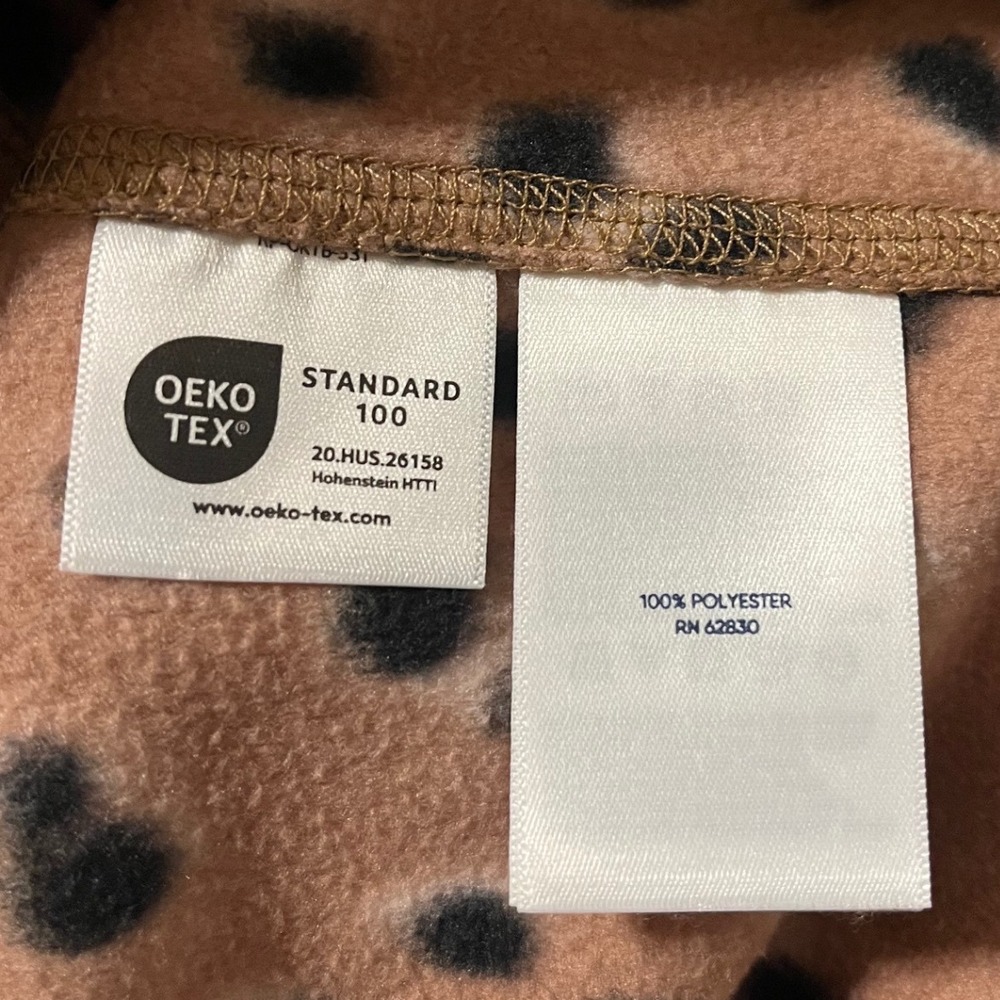 Lands End Women's‎ Fleece Quarter Zip Pullover Leopard Animal Print Cozy Top M - Picture 4 of 7